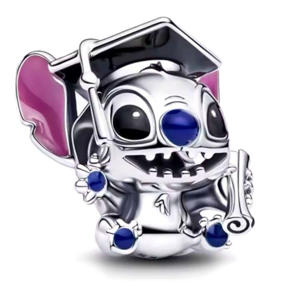 NWOT Stitch Graduation Silver Pandora FIT Charm